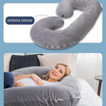 INSEN Pregnancy Pillow,Maternity Body Pillow with Velvet Cover,C Shaped Body Pillow for Sleeping (Grey)
