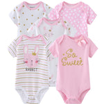 Kiddiezoom Unisex Baby 5-Pack Short-Sleeve Bodysuit Bodysuit