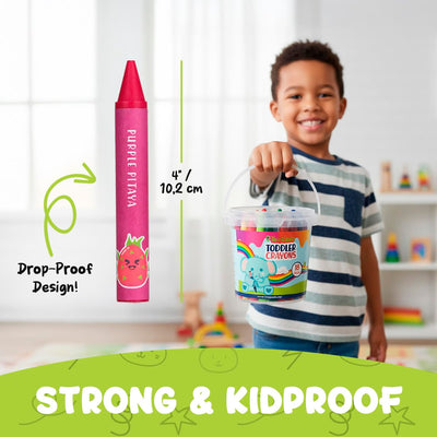 TinyGeeks Jumbo Crayons For Toddlers 3-8 - 18pc Toddler Baby Crayons For Kids Ages 4-8 & 3-4 - With Printed Coloring Sheets - Washable, Non Toxic and Easy To Hold - Perfect for Classroom
