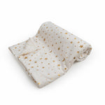 Donsonny Baby Blanket for Boys Girls Soft Minky with Double Layer Dotted Backing, Star and Moon Printed 30 x 40 Inch Receiving Blanket (Beige)