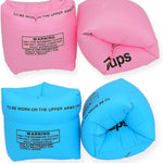 10Leccion 2 Pack Inflatable Arm Floaties for Toddlers, Blow up Water Wings for Kids, Swimming Arm Bands Floatation for Children and Adults 30-150LBS(Blue and Orange)