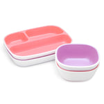 Munchkin® Splash™ 4 Piece Toddler Divided Plate and Bowl Dining Set, Pink/Purple