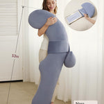 Momcozy Pregnancy Pillow, Original F Shaped Maternity Pillow for Pregnant Women with Adjustable Wedge Pillow, Full Body Support Pregnancy Pillows for Side Sleeping with Velvet Cover, Grey