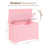 SUPER DEAL Storage Chest, 30 inches Chest Box Organizer with 2 Safety Hinges, Wooden Entryway Storage Bench, Pink