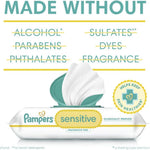 Pampers Sensitive Baby Wipes, Clinically Proven, Fragrance Free, Unscented, Water Based, Hypoallergenic, Multi-Use, Hand Wipes 1008 Wipes Total (18X Flip-Top Packs) [Packaging May Vary]