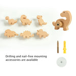 WONQEXZ Wall Hook,Child Baby Nursery Wood Wall Hook,Natural Dinosaur Coat Hooks,Wooden Hooks,Children Wall Mounted Hook,Set of 6