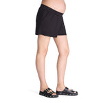 Motherhood Maternity Women's Casual Soft Stretchy Smocked Waist Lounge Pregnancy Shorts with Side Pockets, Black, Small