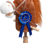HollyHOME Stick Horse Plush Handcrafted Hobby Horse on a Stick with Wood Wheels Real Pony Neighing and Galloping Sounds for Kids Toddlers Dark Brown 36 Inches(AA Batteries Required)
