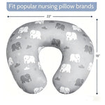 Nursing Pillow Cover, Elephant Breastfeeding Pillow Slipcover for Baby Boys & Girls, Animal Nursing Pillow Case for Newborn, Soft Fabric Fits Snug On Infant, Washable & Breathable (ONLY COVER)