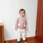 DovFanny Baby Toddler Girl Cardigan Warm Sweater Floral Long Sleeve Jumpers Coats Knitted Clothes with Cute Goose