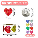 Heart Stickers, Heart Sticker for Kids, Valentines Stickers, 500Pcs 1 Inch Glitter Love Heart Stickers Self-Adhesive Sparkly Sticker for Valentine's Day Wedding Envelope Kid Reward Classroom Supplies