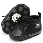 KKIIDDSS Unisex Baby Girls Boys Canvas High-top Shoes, Newborn Infant Anti-Slip Soft Sole Frist Walking Sneakers (A03/Full_Black,12-18 Months)