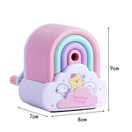 GZBABY Manual Pencil Sharpener, Hand Crank Pencil Sharpeners with Adjustable Nib Thickness, Cute Rainbow Shape (Pink)