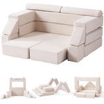 ROBUD Kids Couch, Beige Modular Kids Play Couch, DIY-Style & Washable Toddler Sofa for Playroom, Bedroom, Nursery, WG411