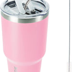 BJPKPK 30oz Stainless Steel Tumbler Color Block Insulated Tumblers Cup with Lid and Straw, Double Walled Travel Coffee Mug,Mint