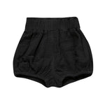 3PC Shorts Set Newborn Baby Girls Boys PP Pants Cotton Linen Blend Cute Floral Bloomer Triangle Shorts (D Black+Blue+Yellow, 0-6 Months)