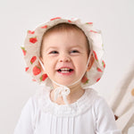 pureborn Baby Girl Sun Hat Bucket Hats Cotton Outdoor Beach Sun Protection Cap with Straps White Strawberry 0-3 Months