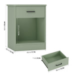 FOTOSOK Nightstand Set of 2, 2-Tier Side Table with Drawer and Storage Shelf, Bedside Table End Table, Modern Night Stand for Bedroom, Home Office, Green