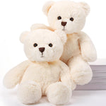 HyDren 2 Pack Plush Bear Stuffed Animals 18 Inch Cuddly Stuffed Bear Plushies with Bow for Birthday Gifts Baby Shower Party Favor Decors(Beige, Light Brown)
