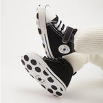 KKIIDDSS Unisex Baby Girls Boys Canvas High-top Shoes, Newborn Infant Anti-Slip Soft Sole Frist Walking Sneakers (C01/Black,12-18 Months