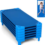 KOTEK Stackable Sleeping Daycare Cots for Kids, Portable Toddler Nap Cots, 52" L x 23" W, Ready-to-Assemble, Space-Saving Children Naptime Cot for Classroom Preschool (Set of 6, Blue)