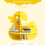 Duck Kids Bookshelf Toddler Bookcase 4-Tier Baby Book Rack Children Toy Storage Organizer Wood Display Shelf for Nursery Playroom Bedroom Classroom School Homeschooling Boy Girl’s Gift (Yellow Duck)