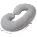 INSEN Pregnancy Pillow for Sleeping, Maternity Pillow with Jersey Cotton Cover,C Shaped Body Pillow for Pregnant Women(Grey Jersey)