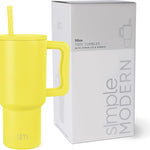 Simple Modern 40 oz Trek Tumbler with Handle and Straw Lid | Cup Holder Friendly Insulated Stainless Steel Travel Mug | Almond Birch