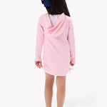 RuffleButts Girls UPF50+ Sun Protective Ruched Quarter-Zip Cover-Up - Pink Polka Dot, 10