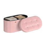 SONGMICS Mazie Collection - Folding Ottoman with Storage, Oval Storage Ottoman Bench, for Living Room, Bedroom, Velvet Fabric, 15 x 30 x 15 Inches, Jelly Pink ULSF267SA01