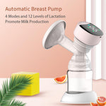 4 Modes and 12 Levels LED Display Rechargeable Electric Breast Pump with Painless Breast Soak Silicone Flange,Anti-Backflow Non-Spill Low Noise Portable Breastfeeding Pump with 10 Milk Storage Bags