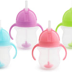 Munchkin Any Angle Sippy Cup for Toddlers, Spill Proof Weighted Straw Cup with Transition Handles for Babies 6 Months and Up, 7 Ounce, Green