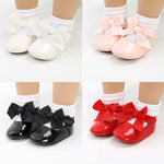 LAFEGEN Baby Girls Mary Jane Flats with Bownot Non Slip Soft Sole PU Leather Newborn Infant Toddler First Walker Cirb Dress Shoes, 0-6 Months Infant, 10 Red