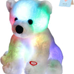 BSTAOFY Glow Polar Bear Light up Stuffed Animal LED Night Light Soft Plush Toy Adorable Birthday Valentines Mother's Children's Day for Toddler Kids, White, 9.5''