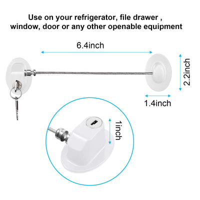 Hotop 4 Pack Cabinet Locks with Keys Mini Fridge Refrigerator Locks for Kids Toddlers Self Adhesive Child and Baby Proofing Safety for Deep Freezer Drawers Doors Latch(White)