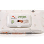 Mommy Care Organic Biodegradable Eco Friendly Baby Wipes - Sensitive Skin Natural Child Care - 1 Pack / 72 Count
