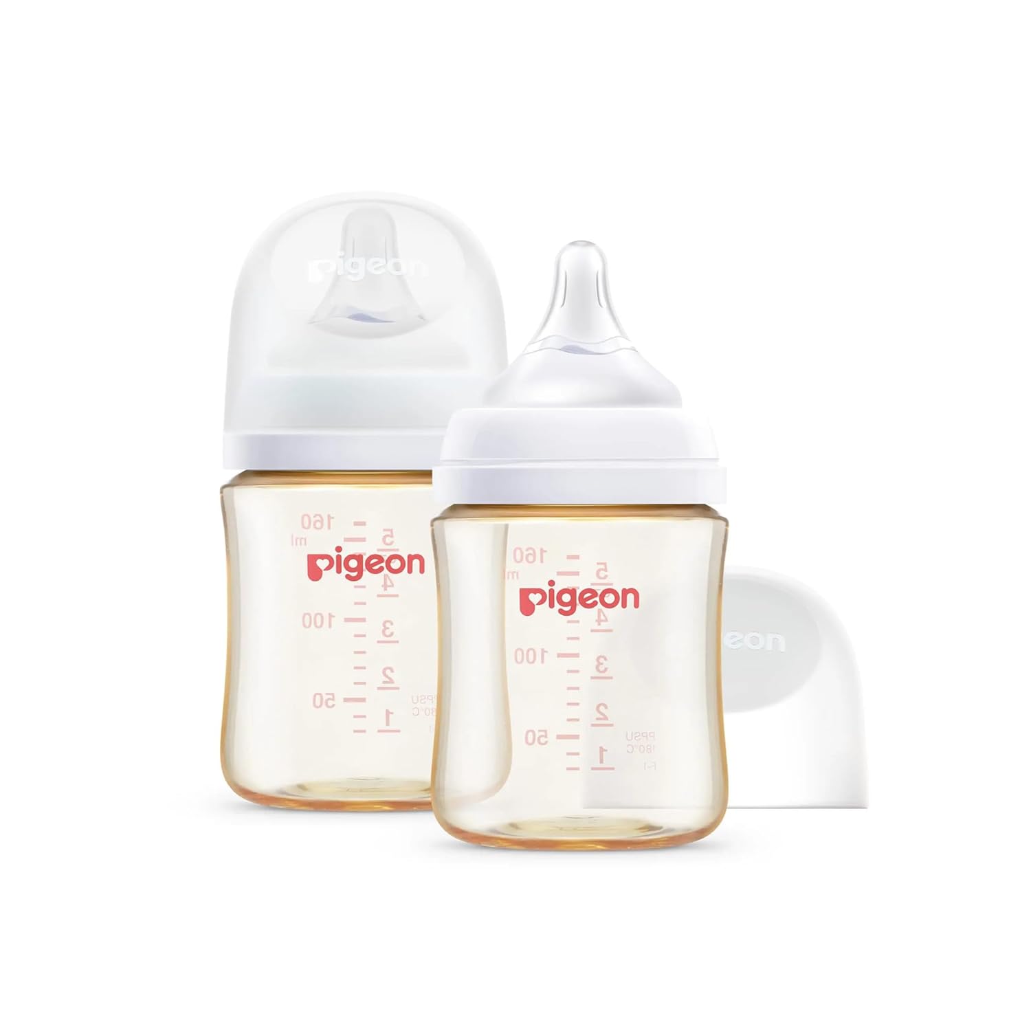 Pigeon PPSU Nursing Baby Bottle Wide Neck, Anti-Colic, Streamlined Body, Natural Feel, Easy to Clean, 8.1 Oz(Pack of 2), Includes 2pcs M Nipples (3m+)