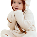 PATPAT Fleece Hooded Footed Clothes, Soft Warm Footie Covers, Car Seat Friendly, Easy Zip,Cute Romper Newborn Infant Jumpsuit