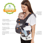 Ergobaby 360 All-Position Baby Carrier with Lumbar Support (12lbs - 45lbs) - Premium Cotton Toddler Carrier - Soft Air Mesh Fabric - Carbon Grey