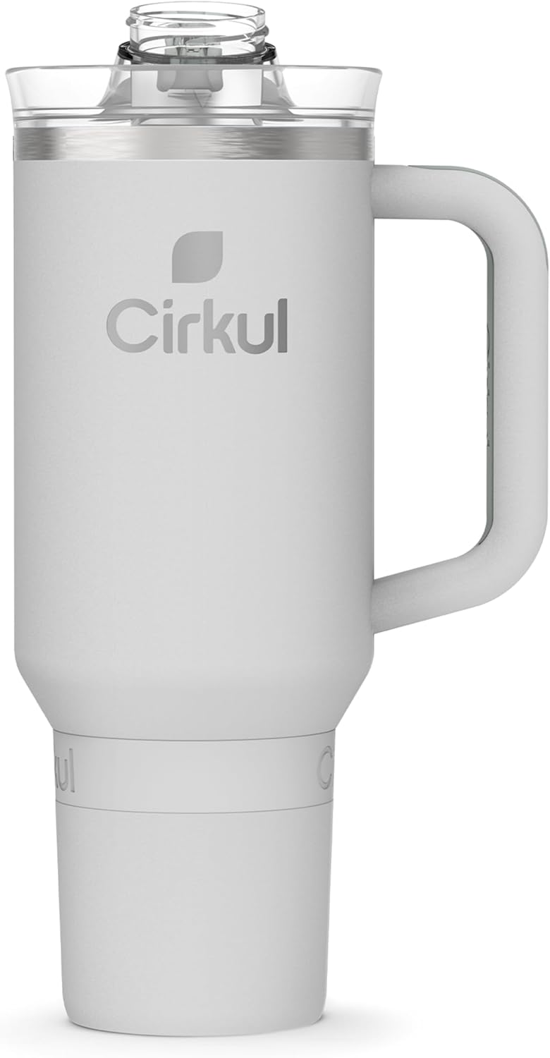 Cirkul Light Gray All-Day StrawSip™ Tumbler - 40oz Gray Stainless Steel Tumbler, Flavor Cartridges Not Included