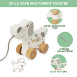 WoodenEdu Baby Toys Car,Wooden Pull Along Toddler Toy, Developmental Toy for 1 Year Old Girl Boy Birthday Gift (Dog)