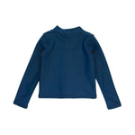 RuffleButts UPF50+ Sun Protective Unisex Long Sleeve Full Zip Rash Guard - Navy, 12-18m