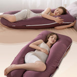 QUEEN ROSE Pregnancy Pillow, U Shaped Full Body Pillows for Sleeping Support, 55 Inch Maternity Pillow for Pregnant Women, Sateen Purple