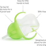 Munchkin Any Angle Sippy Cup for Toddlers, Spill Proof Weighted Straw Cup with Transition Handles for Babies 6 Months and Up, 7 Ounce, Green
