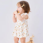 pureborn Baby Girls Viscose from Bamboo Bodysuit Dress Ruffle Sleeve Romper Twirl Skirt Playwear Dresses Rabbit 3-6M