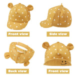 JANGANNSA Polka Baby Baseball Caps Infant Toddler Sun Cap Boys Girls Summer Hat with Bear Ears 6-24Months (6-24Months,Yellow Mesh Polka Bear)