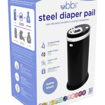 Ubbi Steel Diaper Pail, Odor Locking, No Special Bag Required, Award-Winning, Registry Must-Have, Matte Black