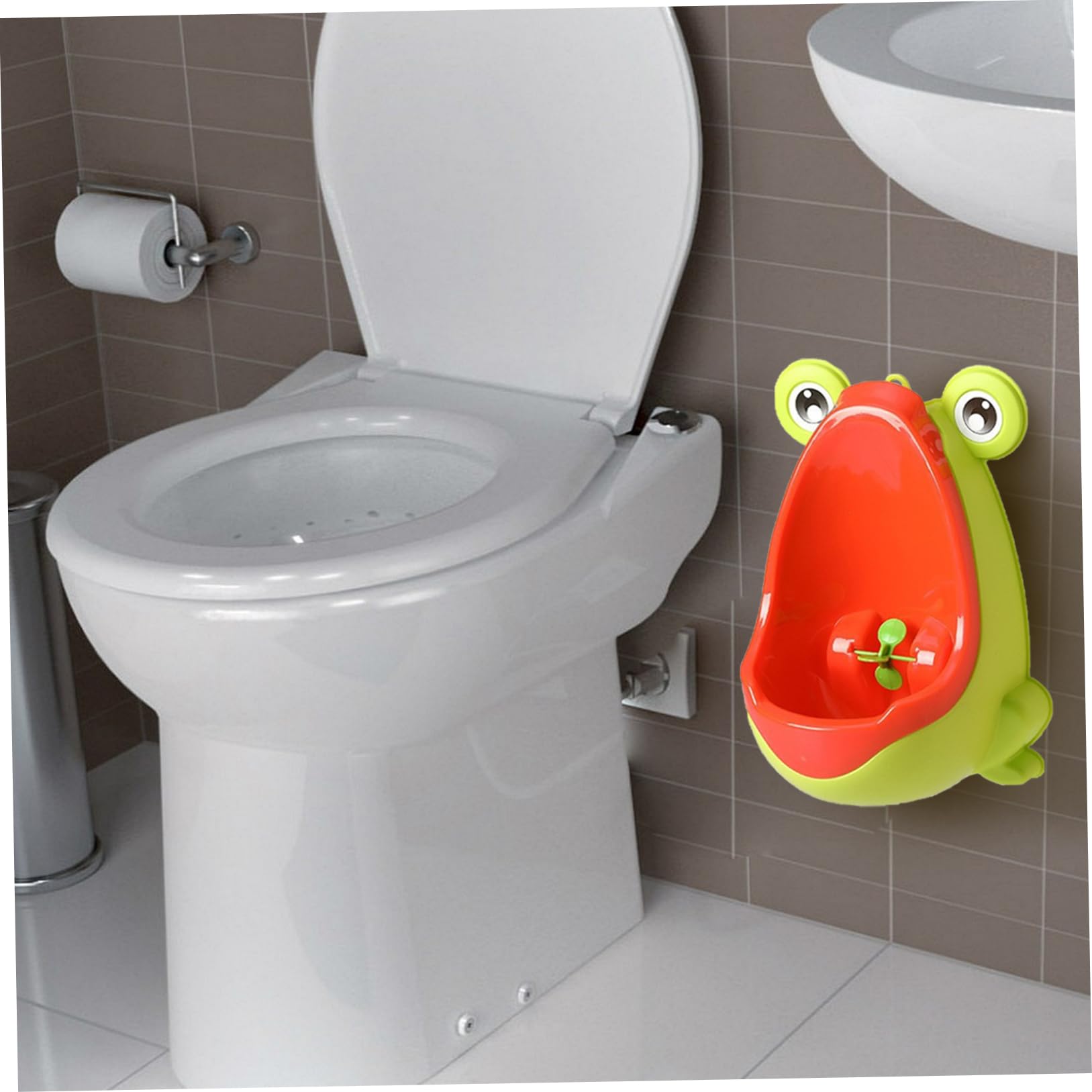 Urinal for Toddlers Boys Frog Urinal Potty Training 13x11" Wall Hanging/Suction Cup Toddler with Aiming Target at Home, Kindergarten, Preschool
