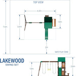 Backyard Discovery Lakewood Cedar Wood Swing Set with Wave Slide, Clubhouse, Playhouse, Snack Bar Window, Picnic Area, Belt Swings, Trapeze, Full Front Door, Windows, Step Ladder, Outdoor Playset