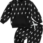 Thorn Tree Infant Baby Boys Pants Set Hooded Solid Sweatshirt Top Pocket Elastic Waist Pants 2Pcs Outfits Fall Winter Suit